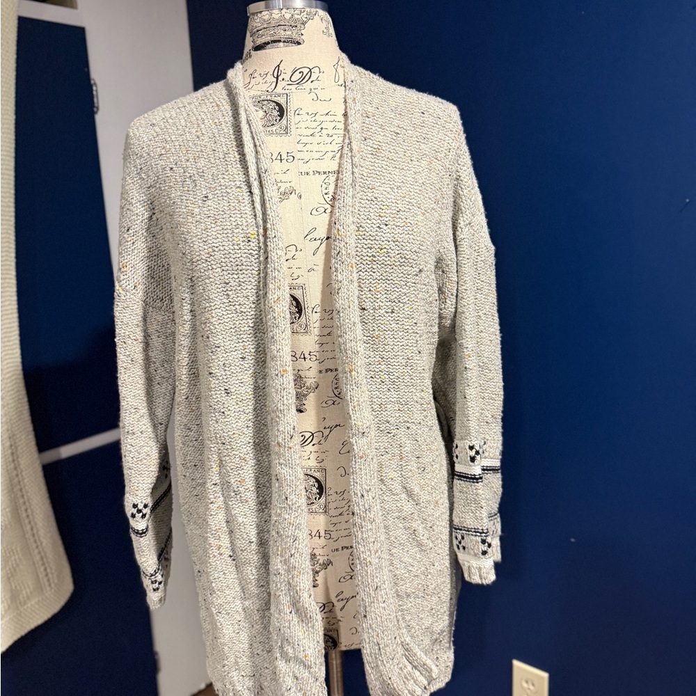 Gray Open Front Cardigan with tie